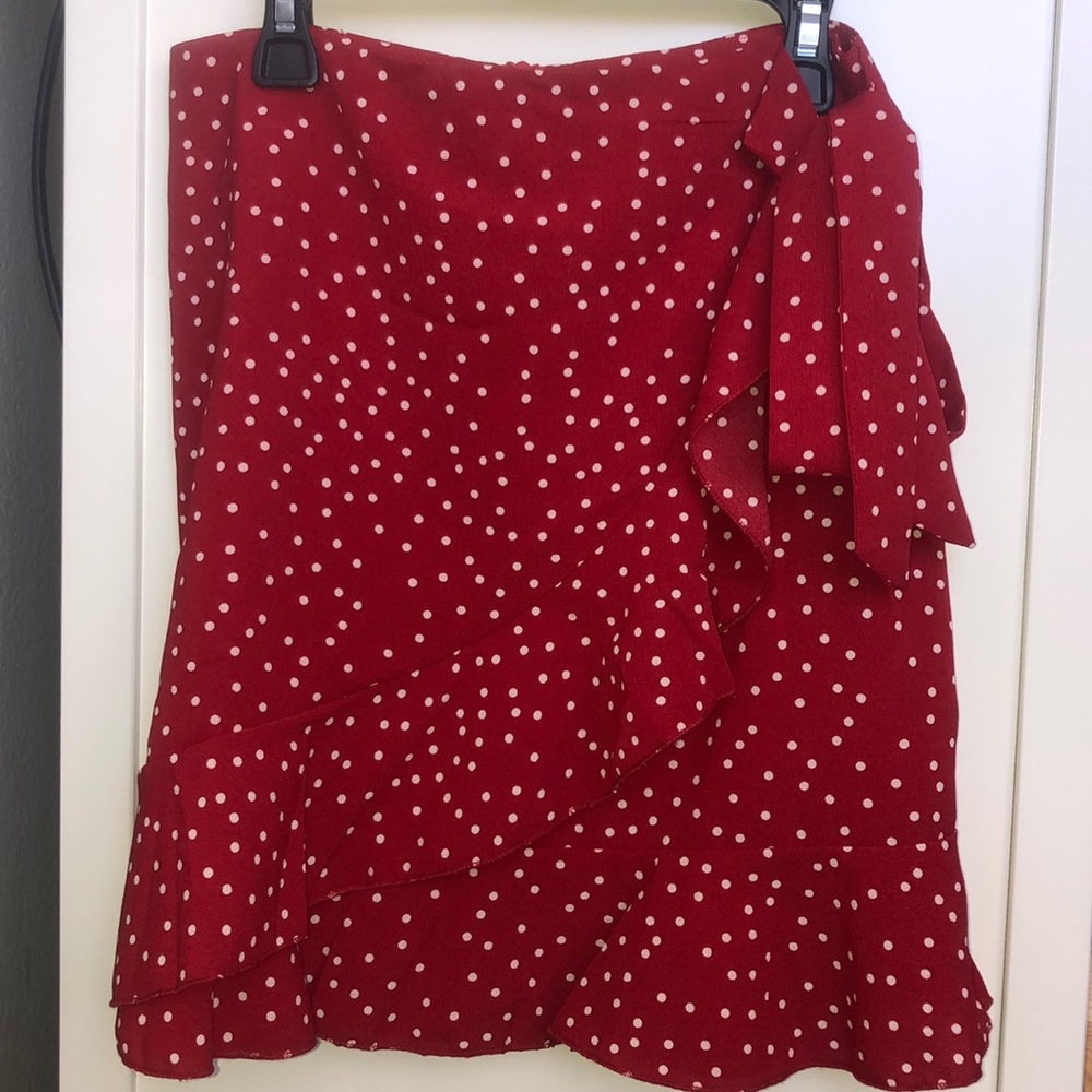 Ruffle Wrap Tie Knot Polka Dot Mini Skirt